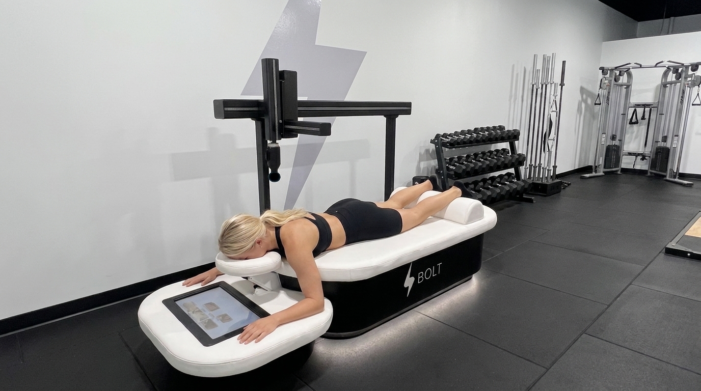 Bolt Recovery member session fully clothed at commercial gym