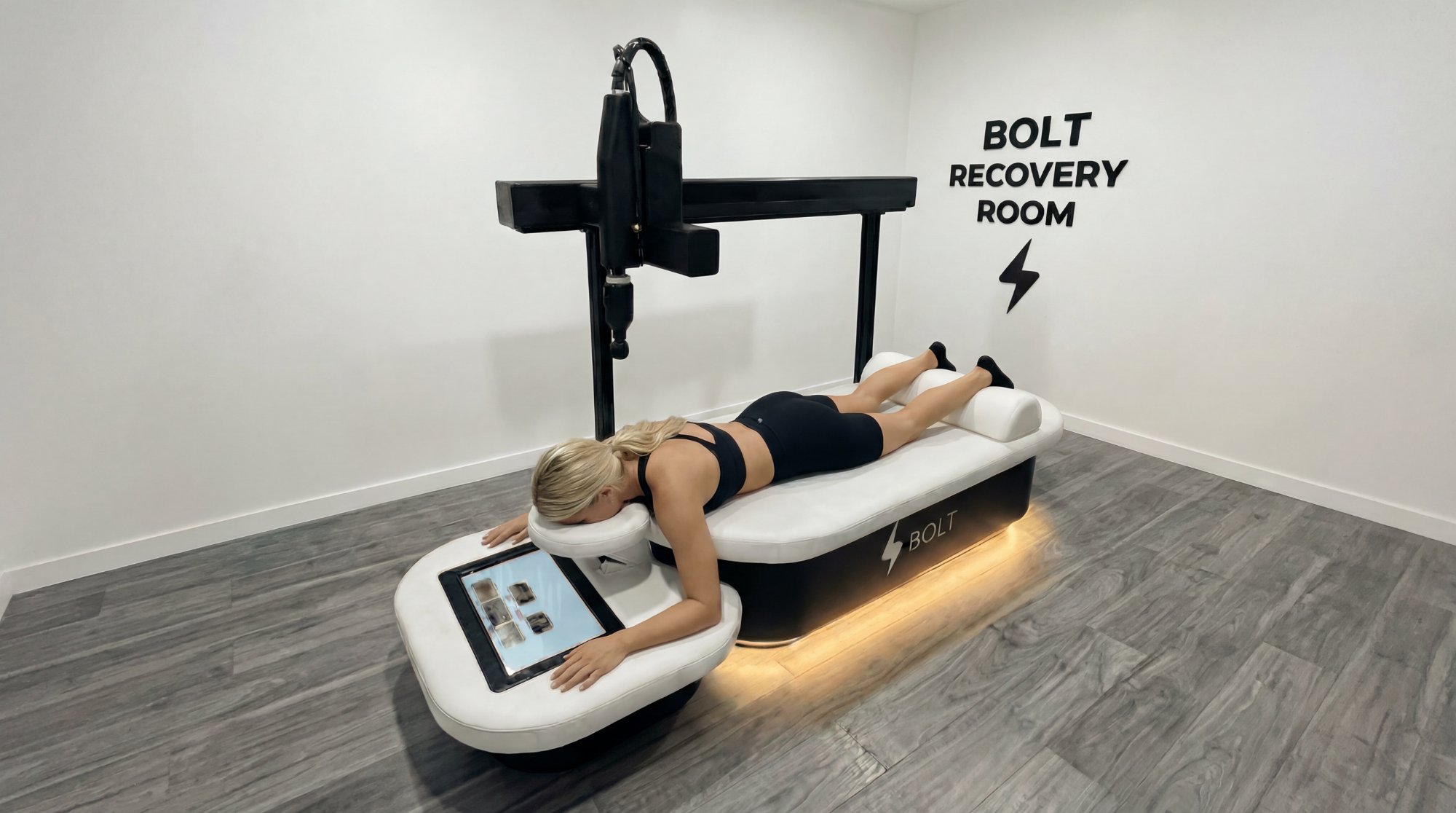 Bolt Recovery — AI robotic percussive massage system in use