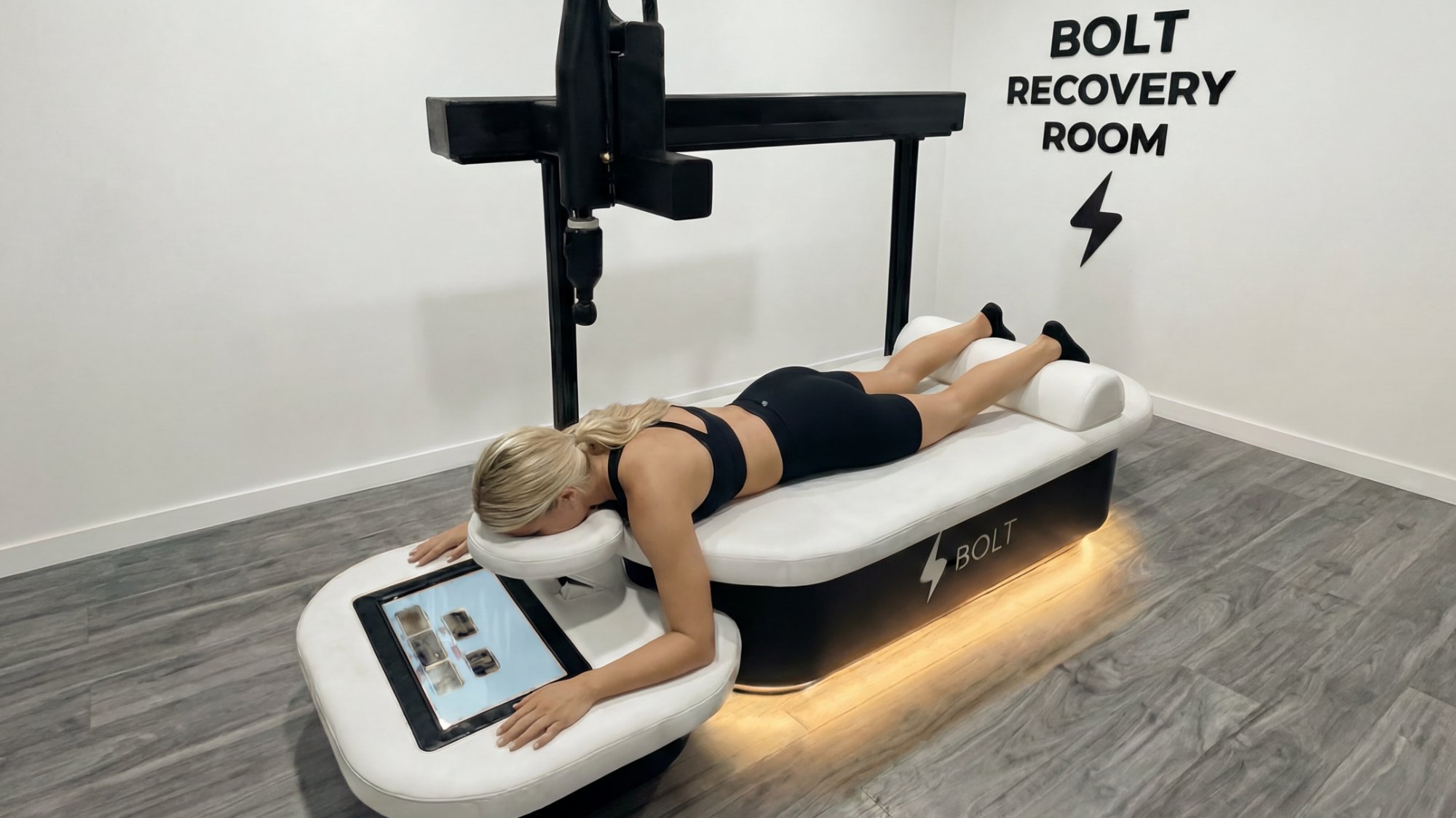 Bolt Recovery — AI robotic percussive massage system in use