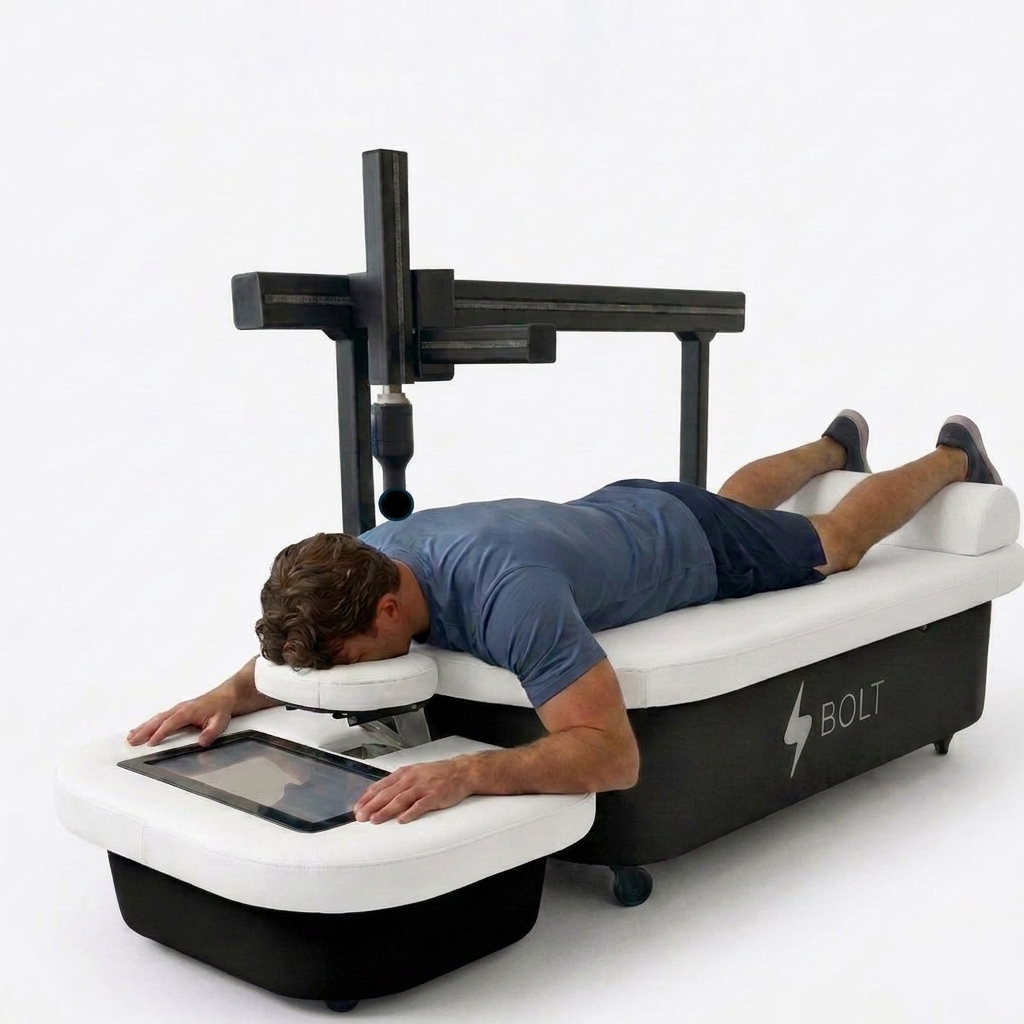 Bolt Recovery Physical AI robotic percussive massage system in use